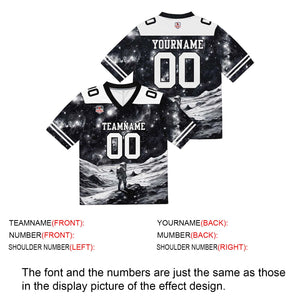 Camiseta de fútbol personalizada con nombre y número del equipo impresos y bordados-en blanco y negro