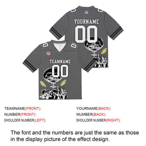 Camiseta de fútbol personalizada con nombre y número del equipo impresos y bordados-color gris