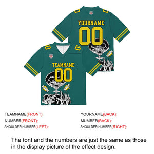 Camiseta de fútbol personalizada con nombre y número del equipo impresos y bordados-color verde