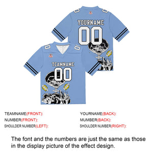 Camiseta de fútbol personalizada con nombre y número del equipo impresos y bordados-color azul claro