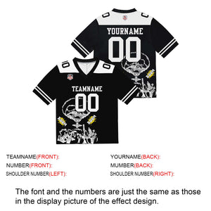 Camiseta de fútbol personalizada con nombre y número del equipo impresos y bordados-color negro