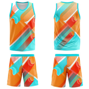 Uniforme de baloncesto personalizado color aguamarina y naranja con tu logotipo-nombre y número impresos
