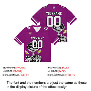 Camiseta de fútbol personalizada con nombre y número del equipo bordados y estampados en color morado rosa