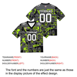 Camiseta de fútbol personalizada con nombre y número del equipo bordados en verde neón
