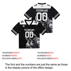 Camiseta de fútbol personalizada con nombre y número del equipo impresos y bordados-en blanco y negro