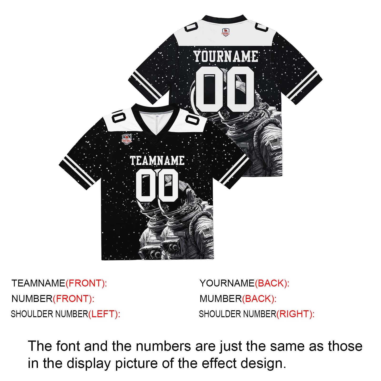 Camiseta de fútbol personalizada con nombre y número del equipo impresos y bordados-en blanco y negro