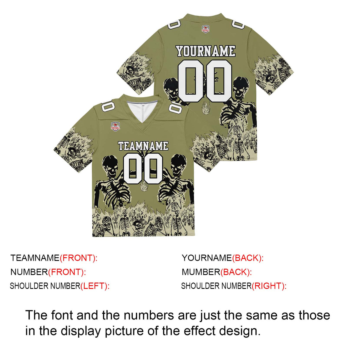 Camiseta de fútbol personalizada con nombre y número del equipo bordados-color verde oliva