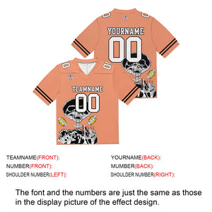 Camiseta de fútbol personalizada con nombre y número del equipo bordados-color naranja claro y rosa