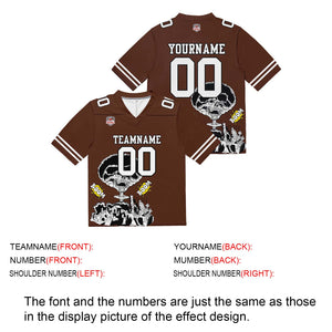 Camiseta de fútbol personalizada con nombre y número del equipo impresos y bordados-color marrón