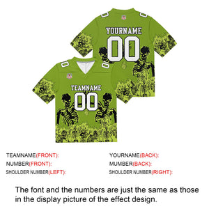 Camiseta de fútbol personalizada con nombre y número del equipo impresos y bordados-color verde