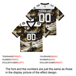 Camiseta de fútbol personalizada con nombre y número del equipo bordados-color negro y amarillo