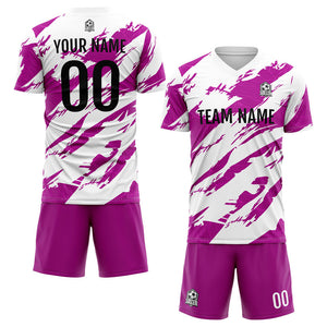 Uniforme de fútbol personalizado para niños y adultos & conjunto personalizado & camiseta desgastada & rosa y blanca