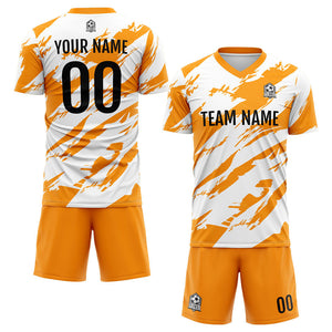 Uniforme de fútbol personalizado para niños y adultos & camiseta & conjunto personalizado & camiseta desgastada & naranja y blanca