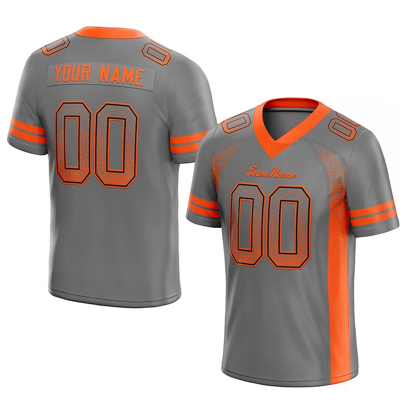 custom authentic drift fashion football jersey gray-orange mesh