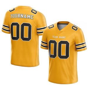 custom authentic football jersey gold black-white mesh