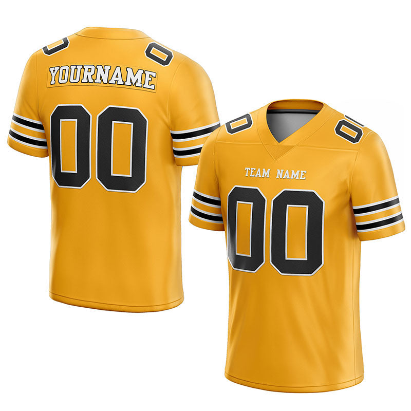 custom authentic football jersey gold black-white mesh