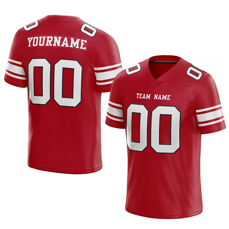 custom authentic football jersey red white-black mesh