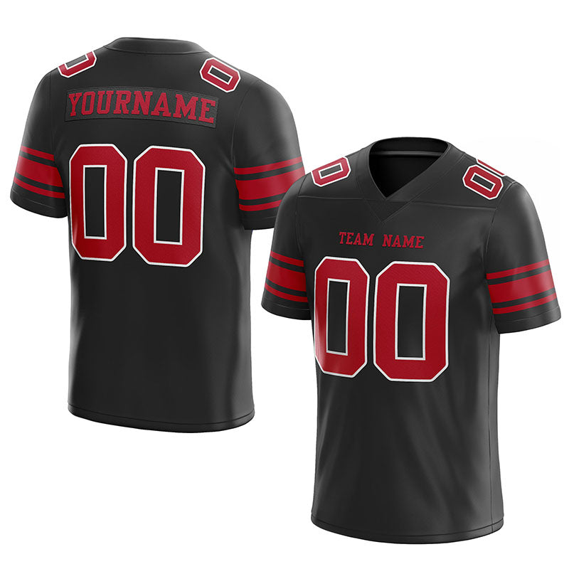 custom authentic football jersey red white-black mesh