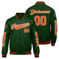 Chaquetas universitarias personalizadas de color verde oscuro y naranja para hombres & mujeres y jóvenes & Chaquetas Letterman personalizadas