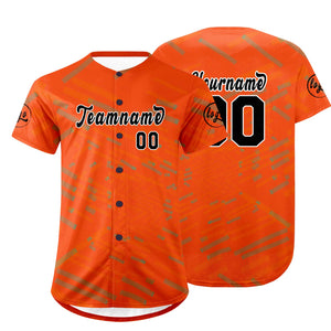 Camiseta de béisbol personalizada naranja y negra con dise?o degradado uniformes de equipo con nombre y número