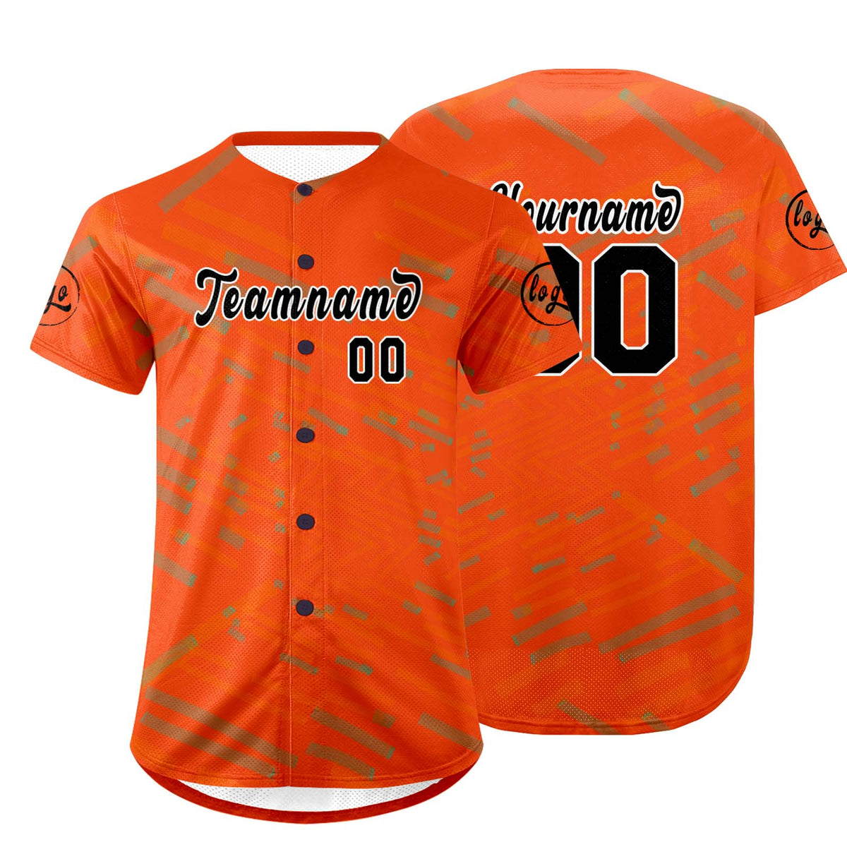 Camiseta de béisbol personalizada naranja y negra con dise?o degradado uniformes de equipo con nombre y número