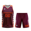 Uniforme de baloncesto personalizado rojo y naranja con tu logotipo-nombre y número impresos
