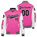 Chaquetas universitarias personalizadas en rosa y blanco para hombres & mujeres y jóvenes & Chaquetas Letterman personalizadas