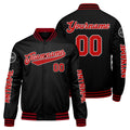 Chaquetas universitarias rojas y negras personalizadas para hombres & mujeres y jóvenes & Chaquetas Letterman personalizadas