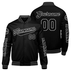 Chaquetas universitarias personalizadas en negro y gris para hombres & mujeres y jóvenes & Chaquetas Letterman personalizadas