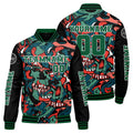Chaquetas universitarias personalizadas en verde y naranja para hombres & mujeres y jóvenes & Chaquetas Letterman personalizadas