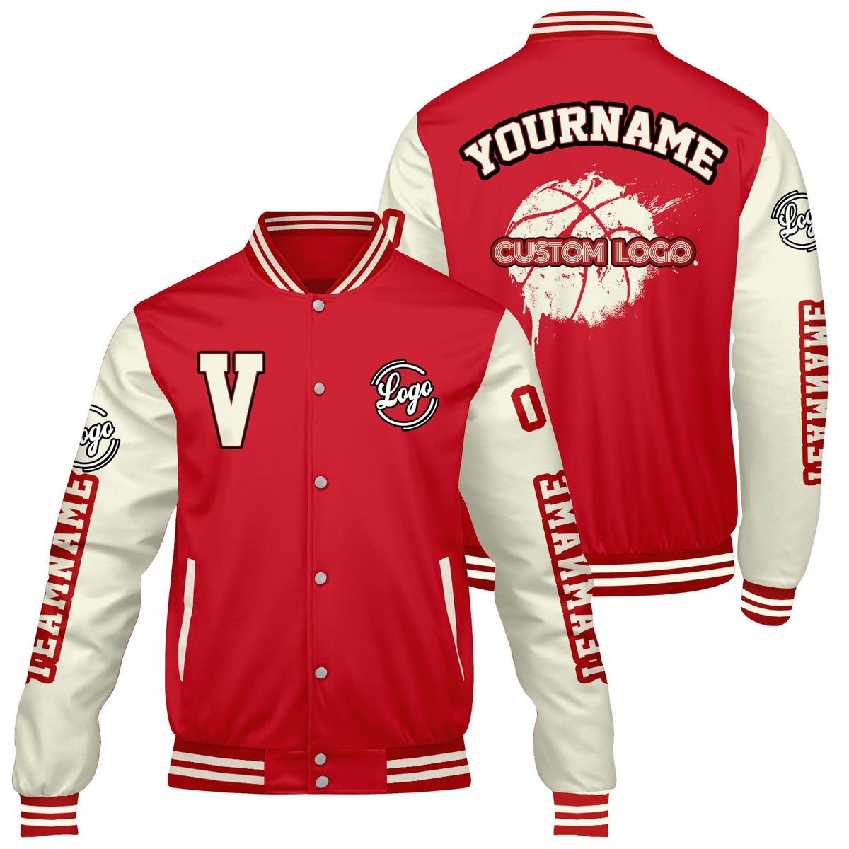 Chaquetas universitarias personalizadas de color rojo crema para hombres & mujeres y jóvenes & Chaquetas Letterman personalizadas