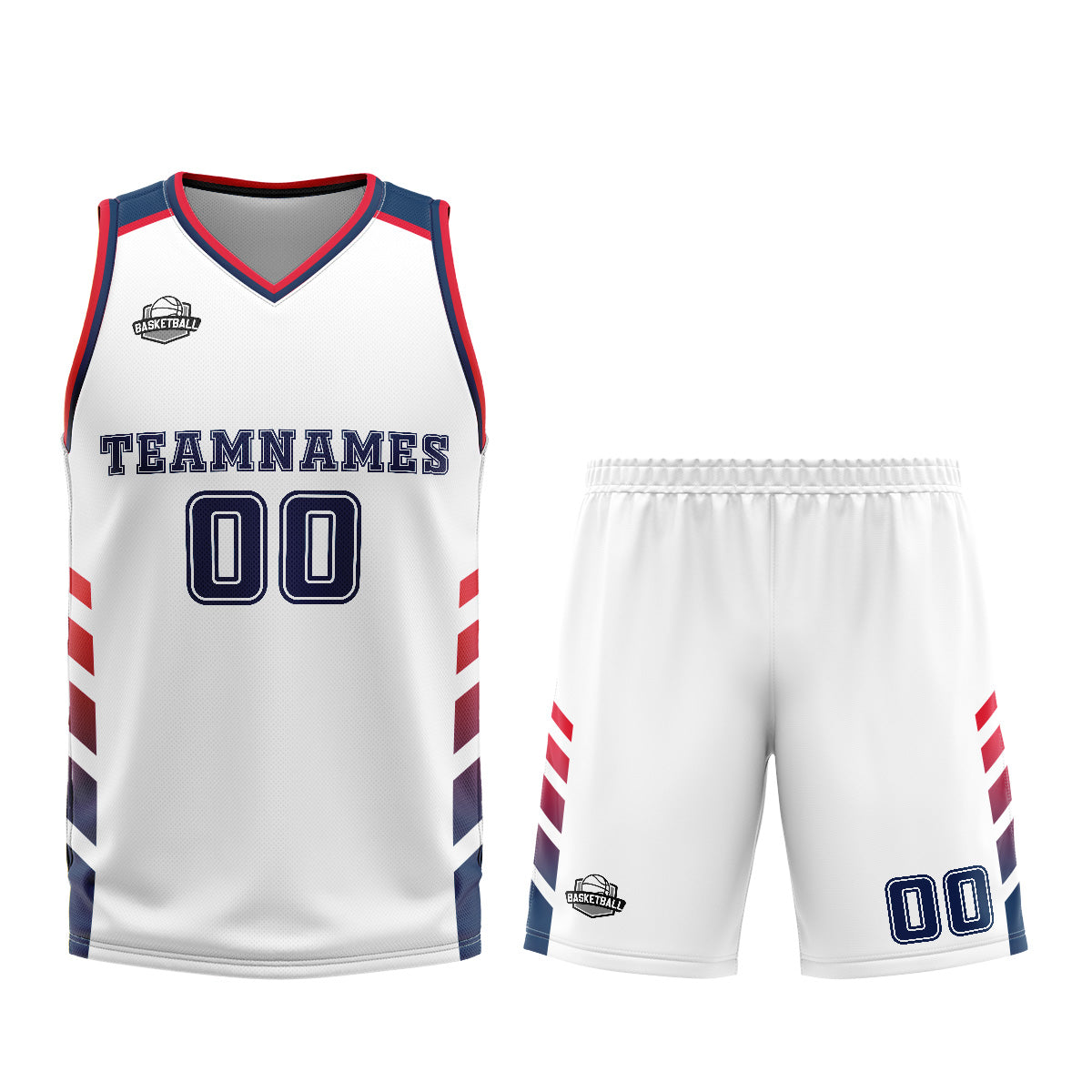 Uniforme de baloncesto personalizado blanco y azul con tu logotipo-nombre y número impresos