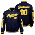 Chaquetas universitarias personalizadas azul marino y amarillas para hombres & mujeres y jóvenes & Chaquetas tipo Letterman personalizadas