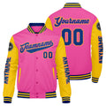 Chaquetas universitarias personalizadas en rosa y amarillo para hombres & mujeres y jóvenes & Chaquetas tipo Letterman personalizadas