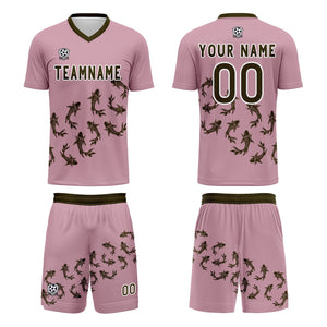 Conjunto personalizado de camiseta de fútbol rosa para niños y adultos