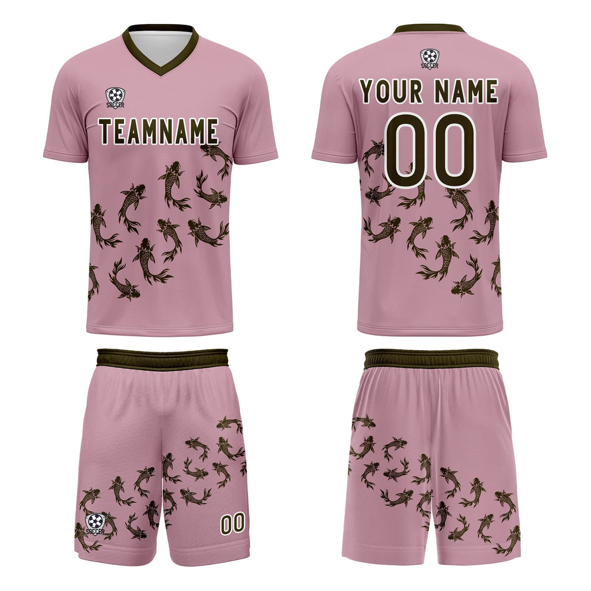 Conjunto personalizado de camiseta de fútbol rosa para niños y adultos
