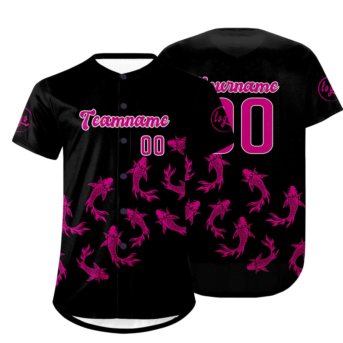 Camiseta de béisbol personalizada en rosa y negro con degradado uniformes de equipo personalizados con nombre y número
