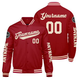 Chaquetas universitarias personalizadas de color rojo crema para hombres & mujeres y jóvenes & Chaquetas Letterman personalizadas