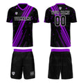 Conjunto personalizado de camiseta de uniforme negra y morada para niños y adultos