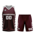 Uniforme de baloncesto personalizado en color marrón grisáceo con tu logotipo-nombre y número impresos