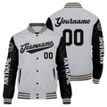 Chaquetas universitarias personalizadas en gris & negro y crema para hombres & mujeres y jóvenes & Chaquetas Letterman personalizadas