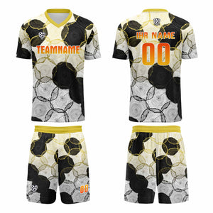 Conjunto personalizado de camiseta de uniforme blanca & negra y amarilla para niños y adultos