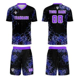 Conjunto personalizado de camiseta de uniforme morada para niños y adultos