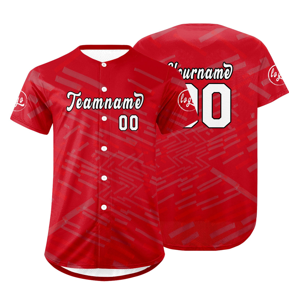 Camiseta de béisbol personalizada roja y blanca con degradado uniformes de equipo con nombre y número