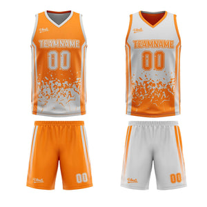 Traje de baloncesto reversible personalizado naranja y gris para adultos y niños