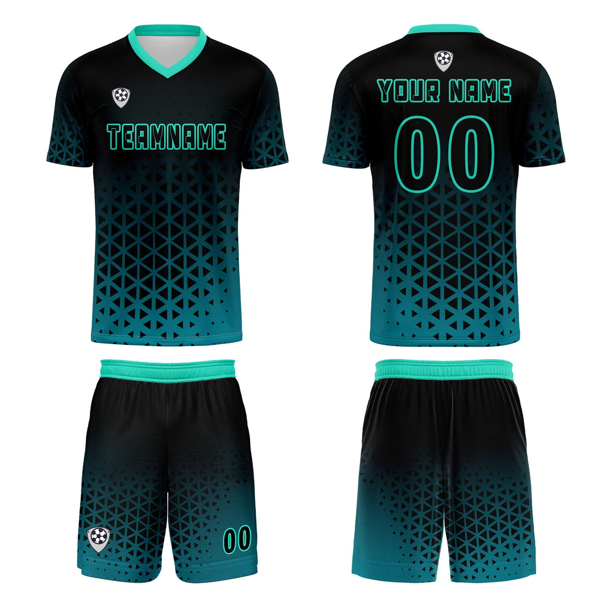 Conjunto personalizado de camiseta y jersey verde para niños y adultos