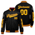 Chaquetas universitarias personalizadas en color carmesí & negro y amarillo para hombres & mujeres y jóvenes & Chaquetas tipo Letterman personalizadas