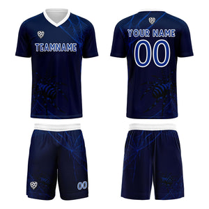 Conjunto personalizado de camiseta de fútbol azul para niños y adultos