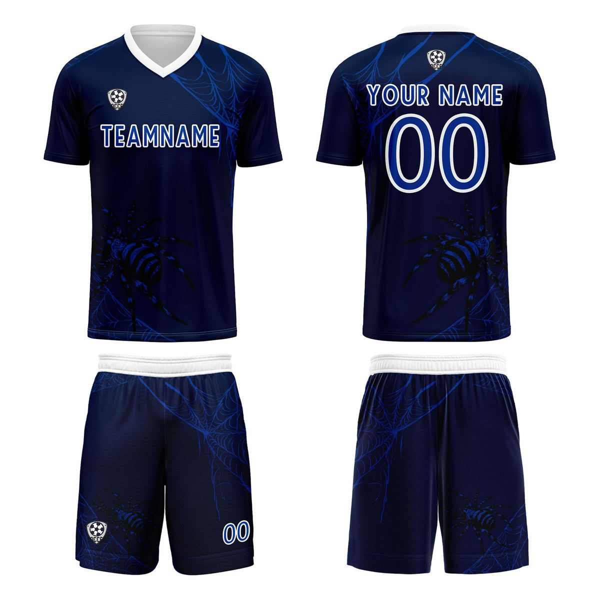 Conjunto personalizado de camiseta de fútbol azul para niños y adultos