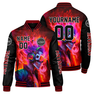 Chaquetas universitarias rojas y negras personalizadas para hombres & mujeres y jóvenes & Chaquetas Letterman personalizadas